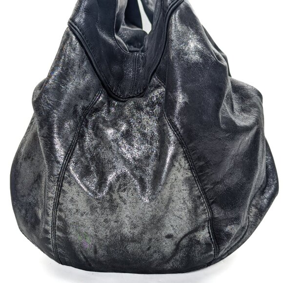 KOOBA Carly Black Silver Leather Shoulder Hobo Bag - Picture 6 of 14